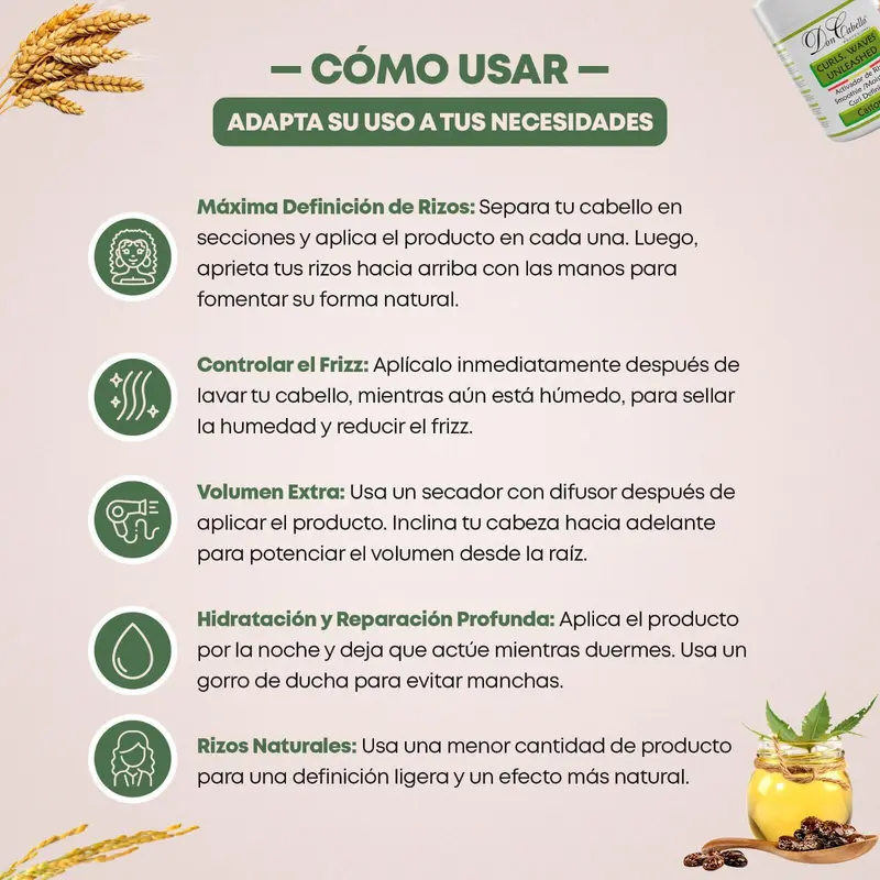 Don Cabello - Activateur de Boucles à l’Huile de Ricin – Crème Sans Rinçage pour Boucles Définies (500 ml)