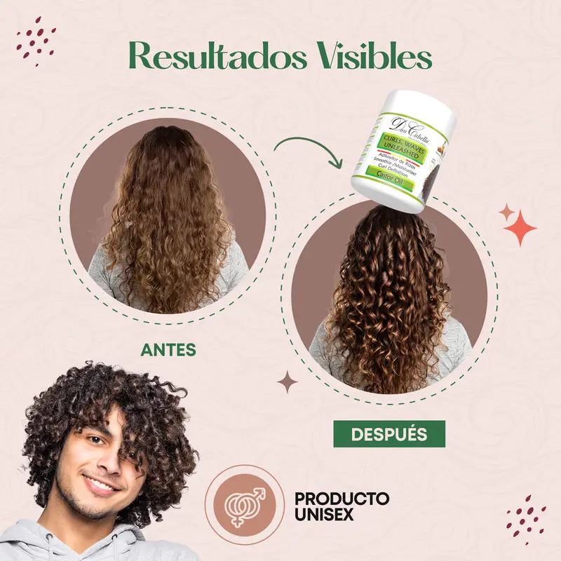 Don Cabello - Activateur de Boucles à l’Huile de Ricin – Crème Sans Rinçage pour Boucles Définies (500 ml)