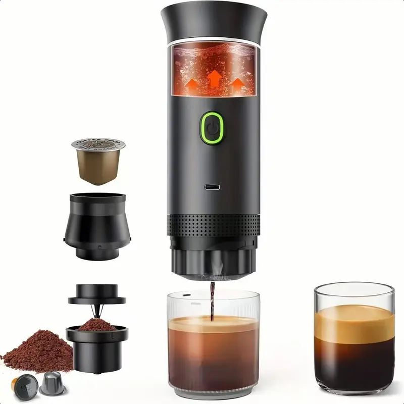Machine à expresso portable - Mini machine à café 3-en-1 rechargeable pour voiture, bureau ou voyage