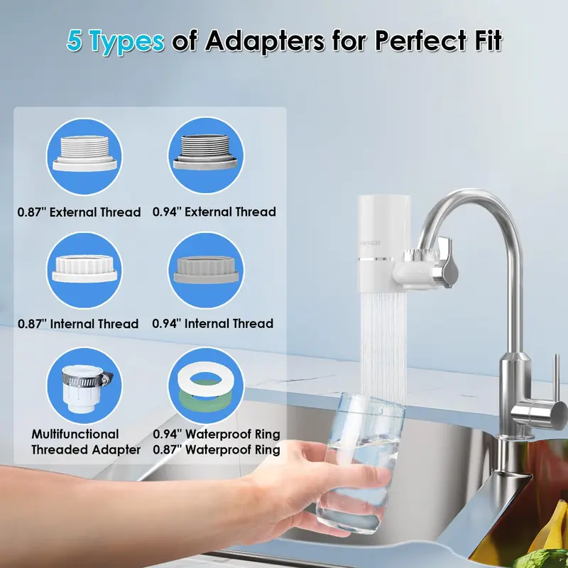 Vortopt - Purificateur d'eau de robinet d'évier - Réduction de chlore et système de filtration à débit rapide de 400 g